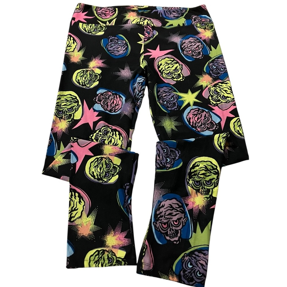 Lularoe Womens Zombie Black Leggings Halloween Stars Black Tall And Curvy OS